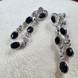 Weiss Black and Silver Stones Clip On  Earrings